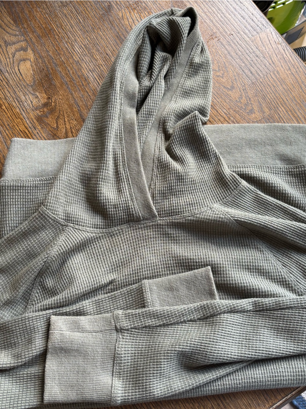 Eddie Bauer Olive Green Waffle-Knit Hoodie